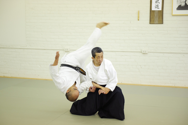 Kawabe Shihan demonstrating a technique with Kong Sensei during our tenth anniversary celebrations in June 2010.
